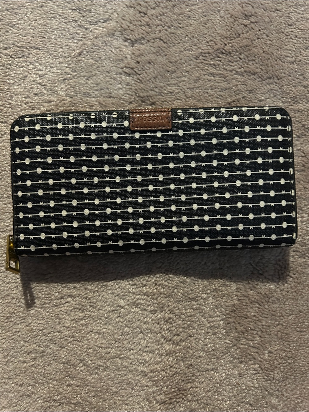 Fossil Black and White Polka Dot Long Wallet